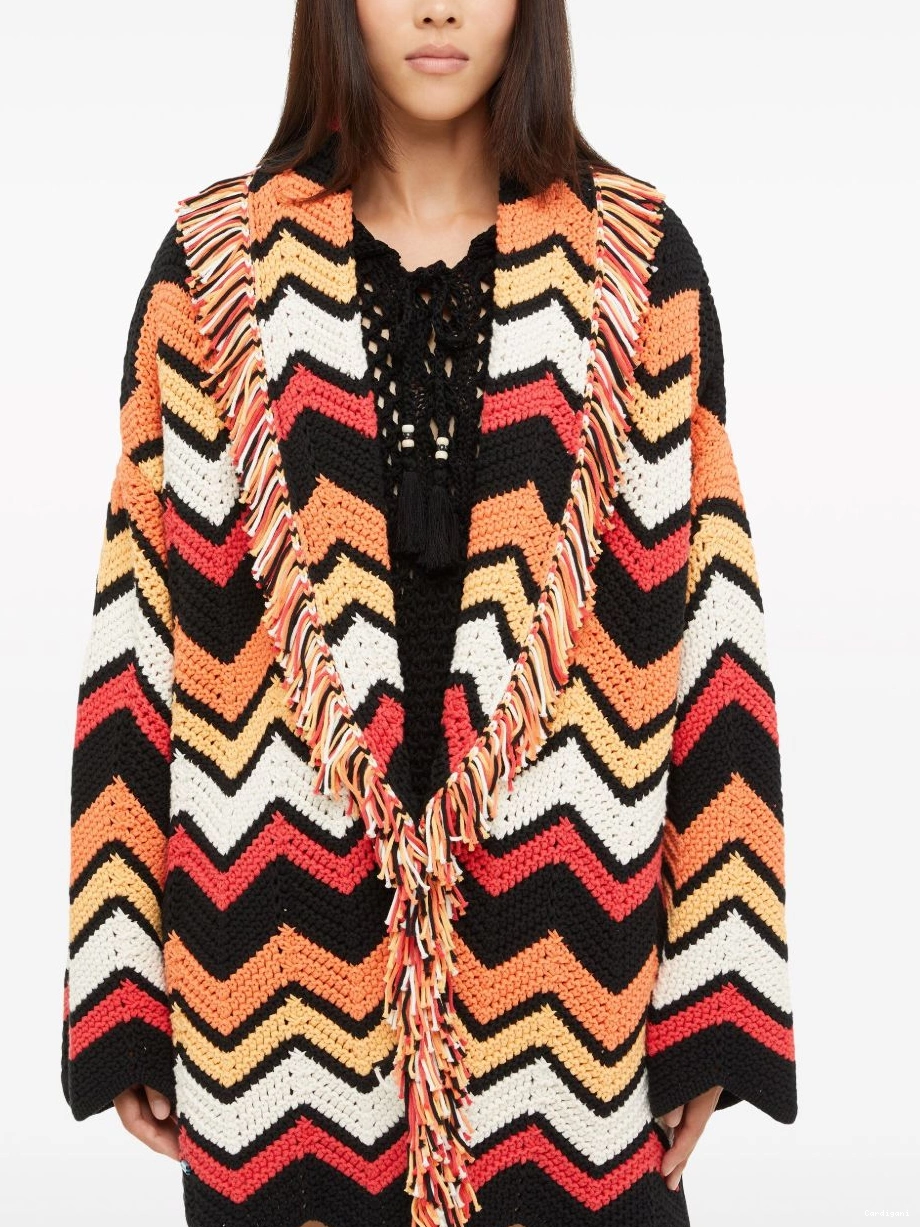 Affordable Women knit Kaleidoscopic Alanui chevron cardigan 0720